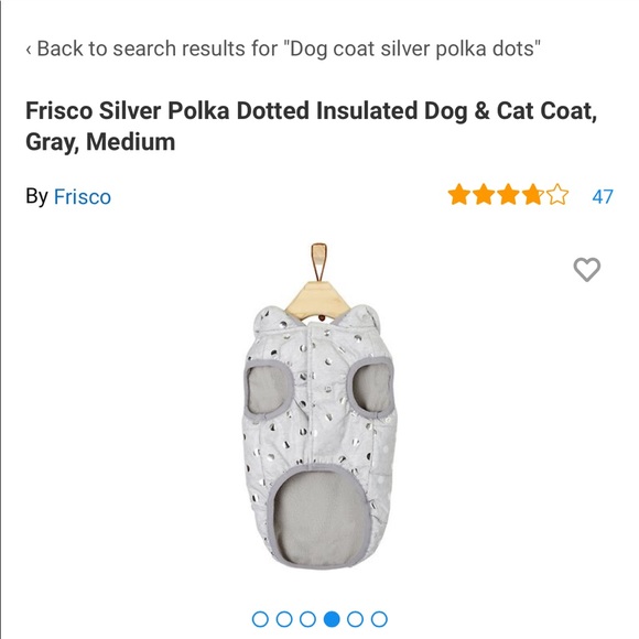 Dog Coat-Grey with silver Polka Dots-Size Small - Picture 11 of 15